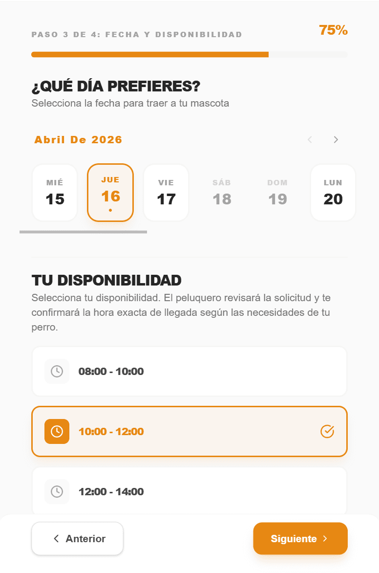 Ejemplo de web con sistema de reservas